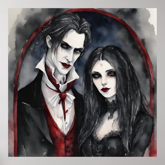 Póster Pareja de vampiros góticos
