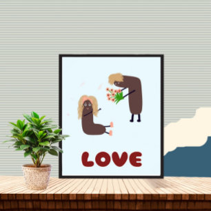 Póster Pareja divertida con flores
