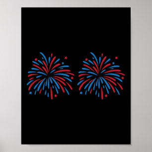 Póster Pareja divertida de fuegos artificiales de EE. UU.