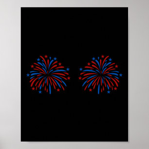 Póster Pareja divertida de fuegos artificiales de EE. UU.