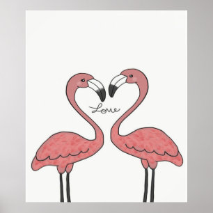 Póster Pareja divertida Pink Flamingo Birds   Flamingo Lo