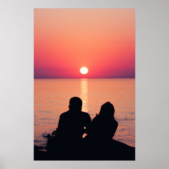 Póster Pareja en el mar al atardecer (Frente)