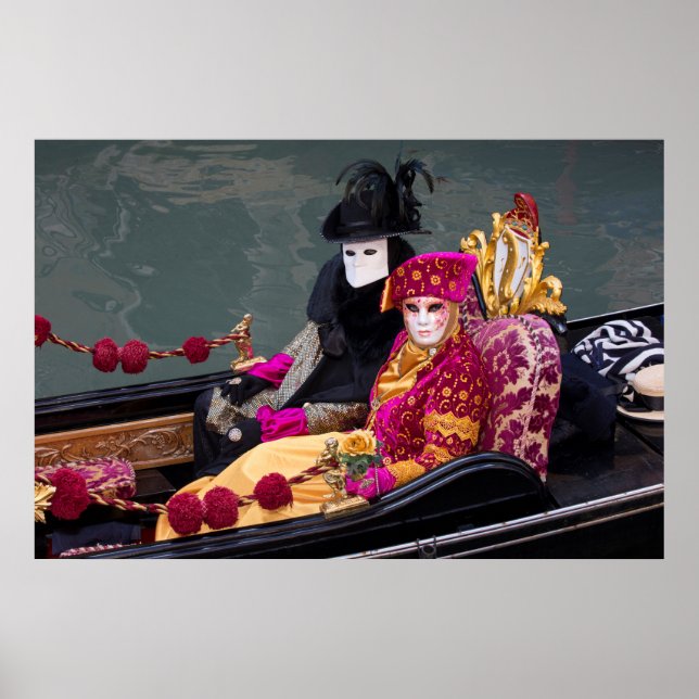Póster Pareja En Gondola En Carnaval, Venecia (Frente)
