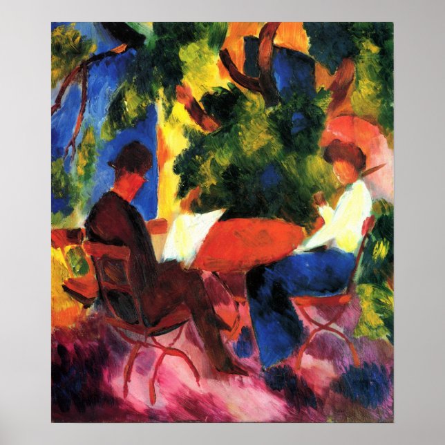 Póster Pareja en la mesa del jardín por August Macke (Frente)