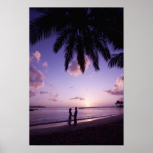 Póster Pareja en la playa, Windjammer Landing, Santa Lucí