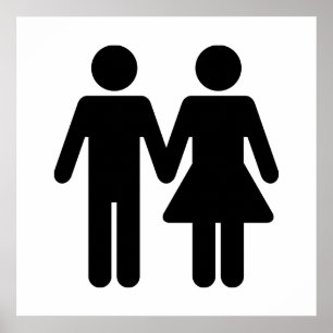 Póster Pareja estilo WC - Negro