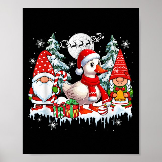 Póster Pareja Gnomes Santa Goose Granjero de Árboles de N (Frente)