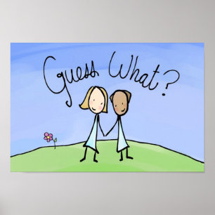 Póster Pareja lésbica adorable adivina qué