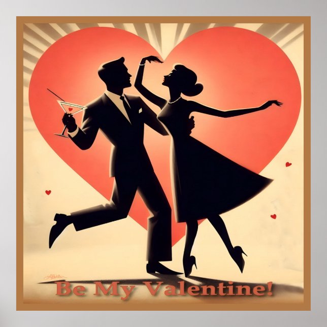 Póster Pareja moderna de baile de San Valentín de mediado (Frente)