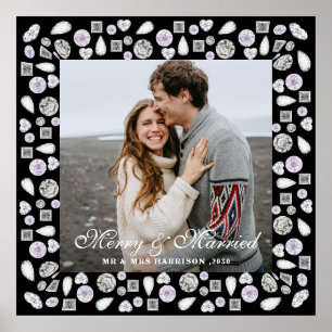 Póster Pareja moderna y elegante foto Marco de plata y di