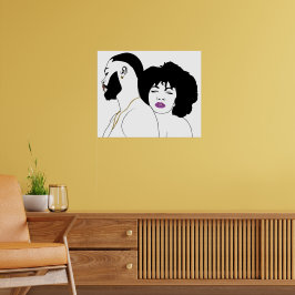 Póster Pareja negra Pintura estética de línea (Amor negro
