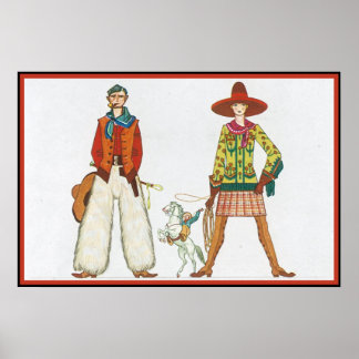 Póster Pareja occidental Art Deco
