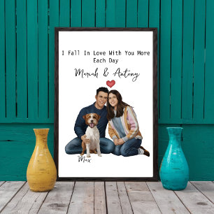 Póster Pareja personalizada con retrato Mascota, pareja y