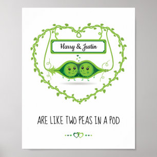 Póster Pareja Personalizada "Dos Peas En Un Pod" 2 Hombre