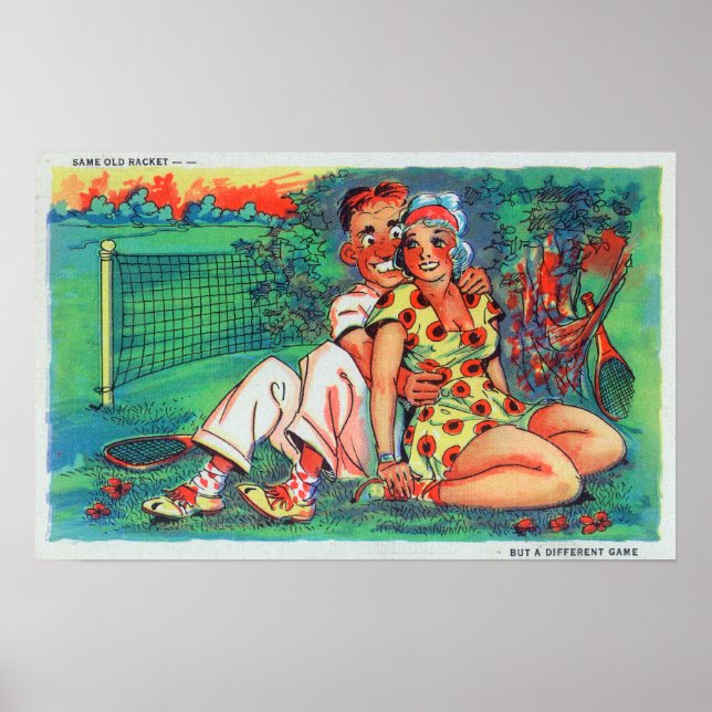 Póster Pareja personalizado con engranaje de tenis (Frente)