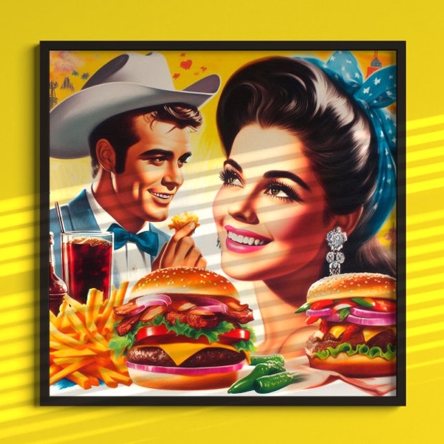 Póster Pareja Retro de Comida Rápida (Subido por el creador)
