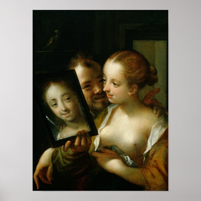 Póster Pareja riéndose con un espejo, 1596 (Frente)