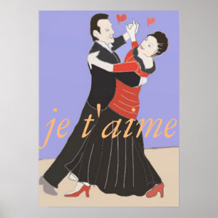Póster Pareja romántica bailando en sala de baile en colo
