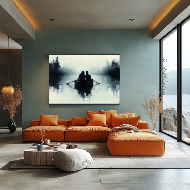 Póster Pareja romántica remando en un lago brumoso Minima (Subido por el creador)