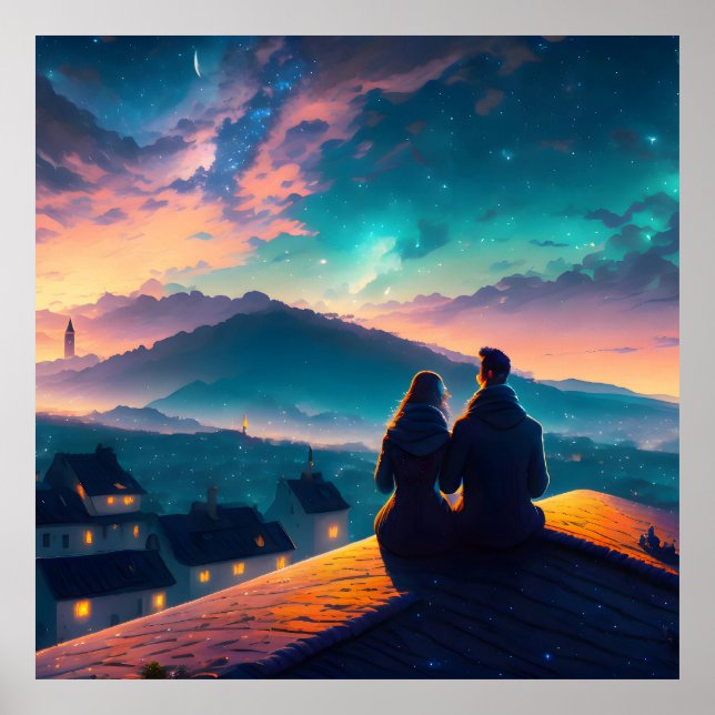 Póster Pareja Sentada En El Techo (Frente)
