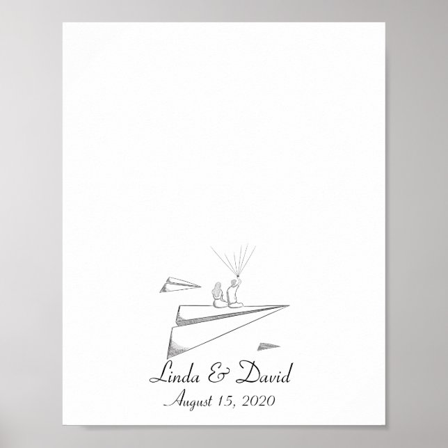 Póster Pareja sentada en huella dactilar de avión de pape (Frente)