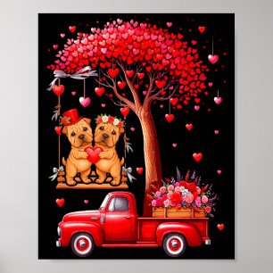 Póster Pareja Shar Peis Corazones De San Valentín Árbol C