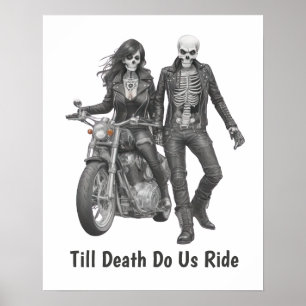 Póster Pareja Skeleton Biker