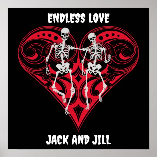 Póster Pareja Skeleton personalizada (Frente)