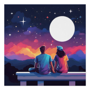 Póster Pareja Stargazing