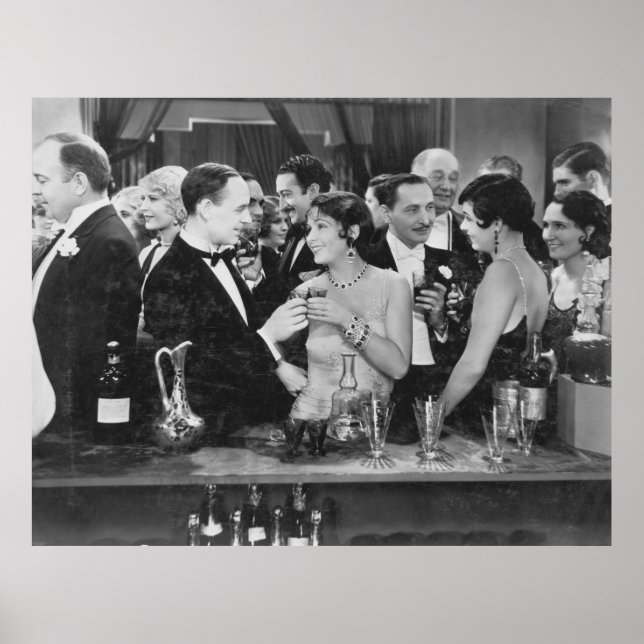 Póster Pareja tomando algo en el concurrido bar (Frente)