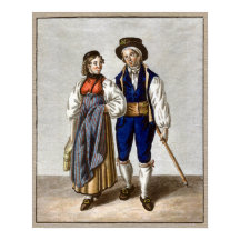 Pareja tradicional suiza de Oberhasli, Berna