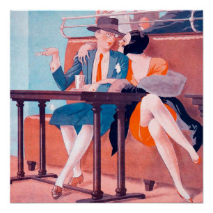 Póster Pareja Vintage Art Déco Los locos años veinte