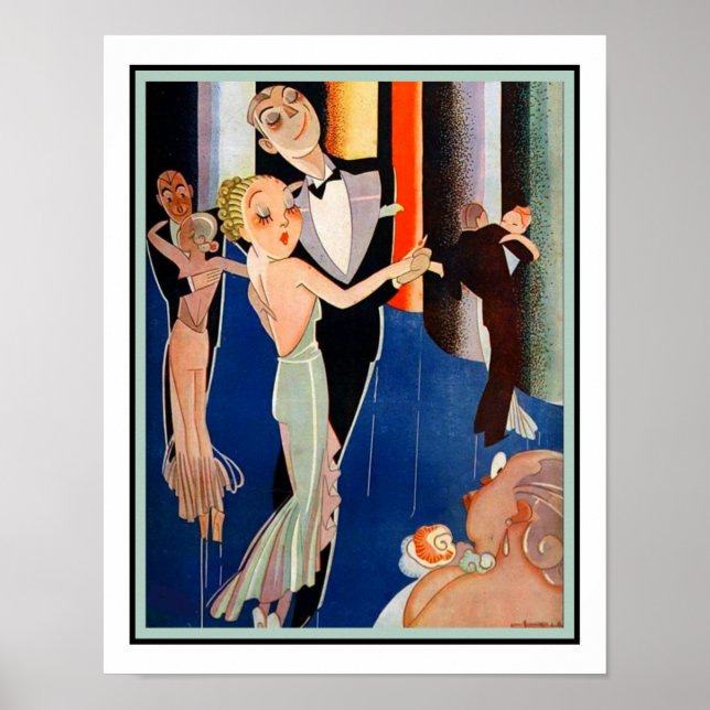 Póster Parejas bailarinas Art Déco de los años 1930 (Frente)