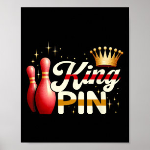 Póster Parejas Bowler League Bowler King Pin Wearing Cro