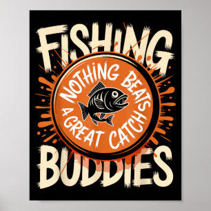 Póster Parejas de compañeros de pesca Equipo Amigos Pesca