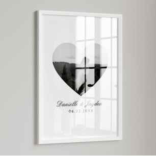 Póster Parejas de fotos de corazón personalizadas minimal