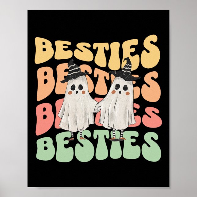 Póster Parejas de Halloween disfrazan a los mejores amigo (Frente)