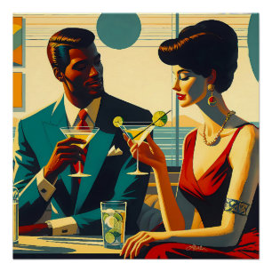 Póster Parejas de la fiesta de cócteles de mediados de si