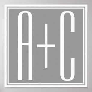 Póster Parejas Initails u otro texto   Blanco y gris