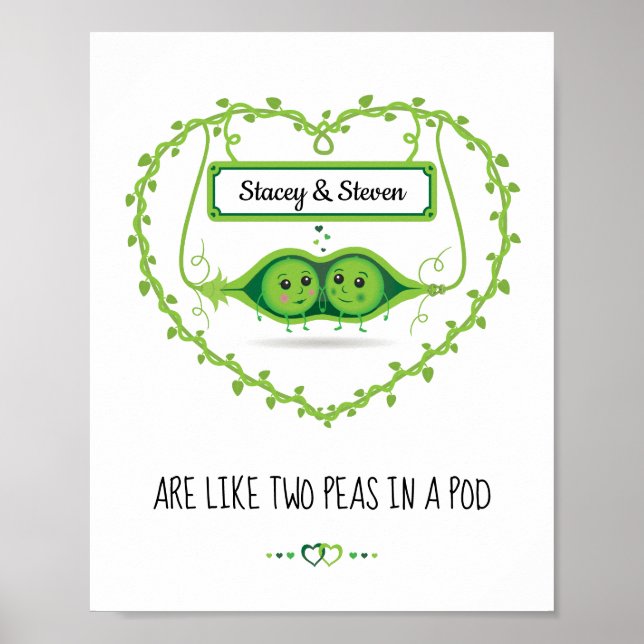 Póster Parejas personalizadas "Two Peas In A Pod" (Frente)
