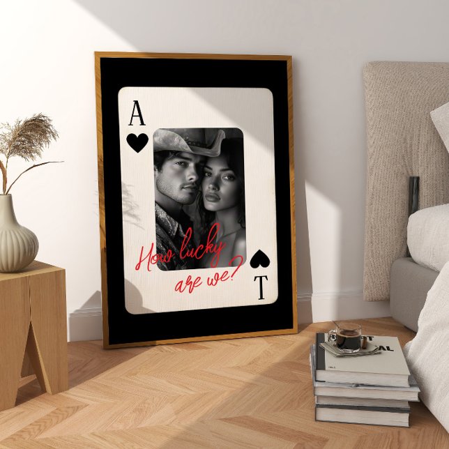 Póster Parejas Tarjeta de juego de póquer Cuán afortunado ( Couples Poker Playing Card How Lucky Are We Poster)