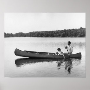 Póster Pares en una canoa