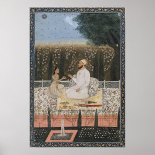 Póster Pares en una terraza en un jardín