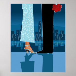 Póster Pares románticos en ciudad