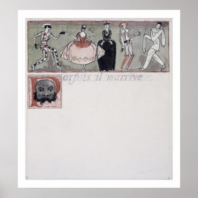 Póster "Parfois il m'coming" (tinta y c/c sobre papel) (Frente)