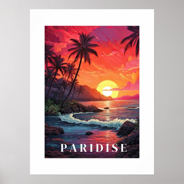 Póster Paridise Tropical Beach Poster (Frente)