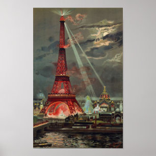 Póster París 1889 - Expostion de Eiffel Universales tower
