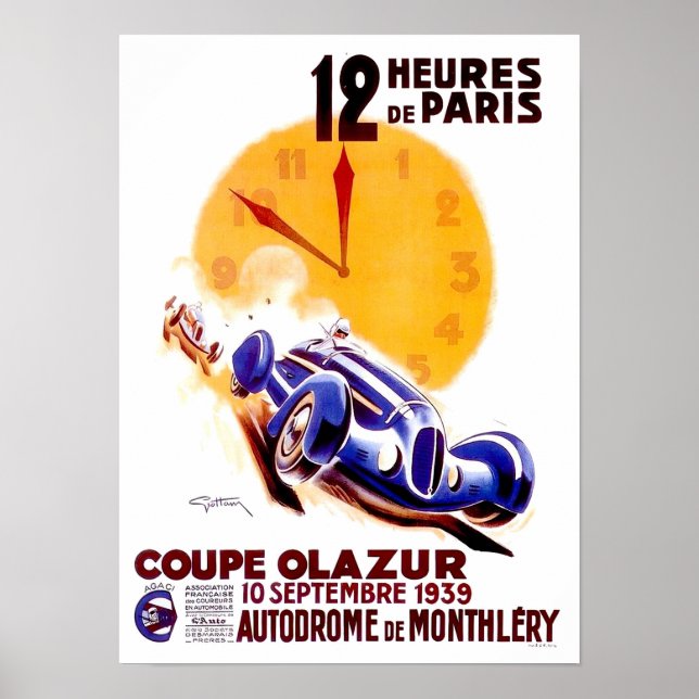 Póster París 1939 Carrera de 12 horas (Frente)