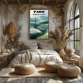 Póster París: Arte de línea con Coordenadas.
