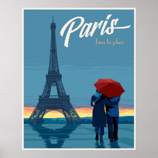 Póster París bajo la lluvia